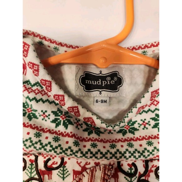 Mud Pie Kids Baby 6-9 Months 1 Pc Reindeer Cotton Red Green Christmas Outfit Set - Picture 3 of 5